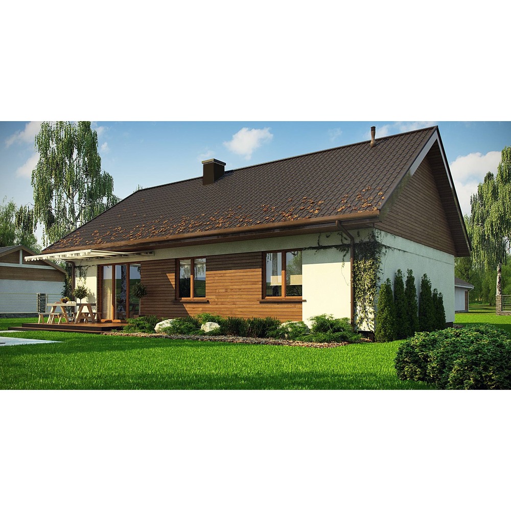Тераса на сглобяема къща 102 м²